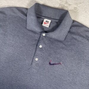 Vintage‎ Nike Polo Shirt Men's XL Blue Embroidered Logo White Tag Y2K